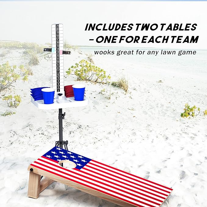 Teamaze Cornhole Scoreboard 2 Sets Cornhole Score Keeper with Drink Holder Corn Hole Game Accessories for Outside, Yard Game