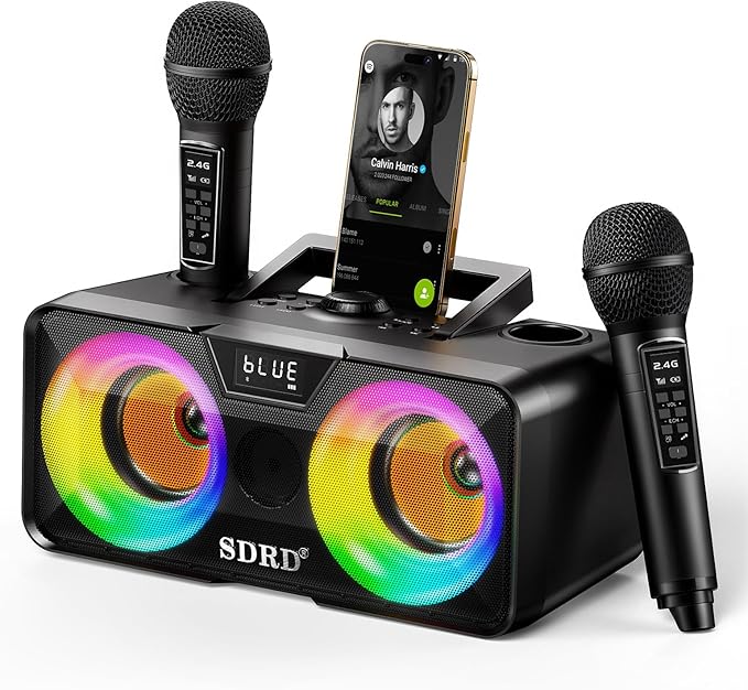 217 Bluetooth Karaoke Machine for Adult Kid with Storage and Charging Station, Powerful Karaoke System, 12H Playtime, Rechargeable Wirless Microphone, Support USB/AUX Indoor Outdoor