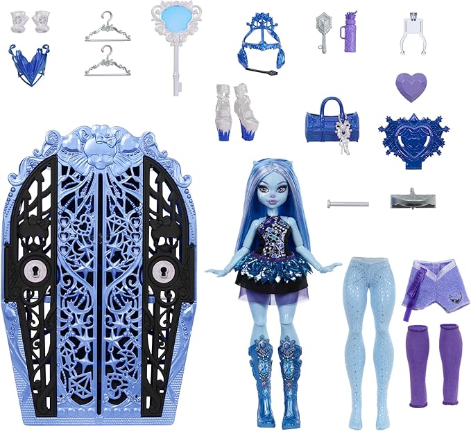 Monster High Skulltimate Secrets Doll & Accessories Set, Monster Mysteries Abbey Bominable with Dress-Up Closet & 19+ Surprises Including Clothes