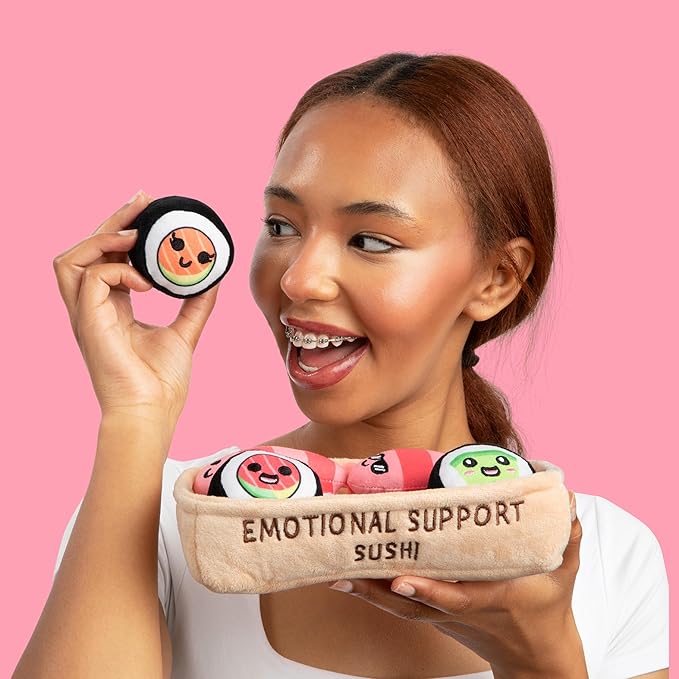 Emotional Support Sushi by Relatable - Cuddly Stuffed Animals and Toys, Squishy Toys and Plushies, Great Gift Ideas for Loved Ones of All Ages - Includes 5 Plushies with Carrying Basket