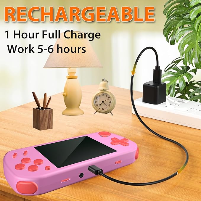 Handheld Games for Kids Adults with Built in 268 Classic Retro Video Games,3.0'' Color Screen Rechargeable Portable Arcade Gaming Player,Boys Girls Travel Electronics Toys Birthday Gift (B-Pink)