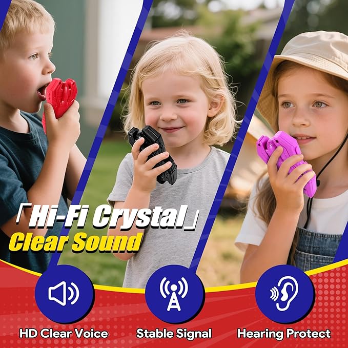 Vvinca Walkie Talkies for Kids 4 Pack, Spider&Dinosaur Toys for Kids 3-5 5-7 8-12 Adjustable Strap Long Range Outdoor Camping Toys Boys Christmas Birthday Gifts