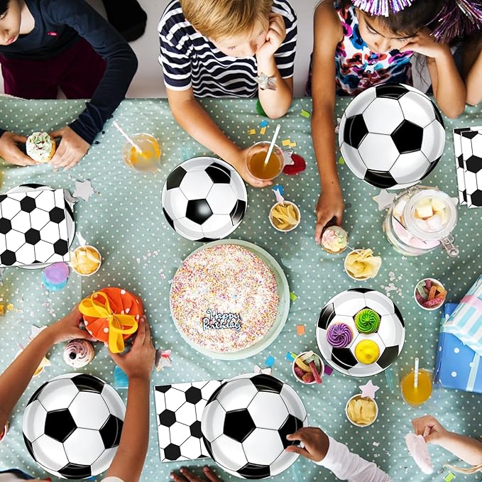 Oigco 60 PCS Soccer Party Decorations Soccer Plates and Napkins Tableware Set for Sports Theme Birthday Party Baby Shower Serves 20