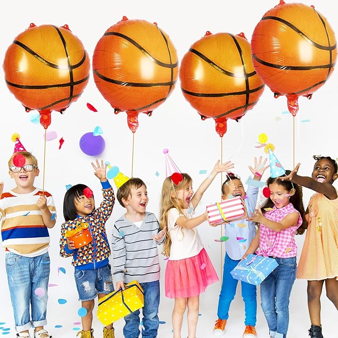 12 Pcs Basketball Balloons,18 Inch Basketball Foil Balloons,Sports Mylar Balloon Basketballs Birthday Decorations for Sports Theme Party Supplies