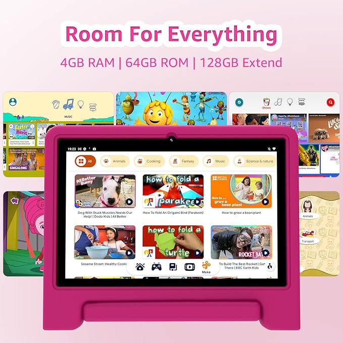 ApoloSign Kids Tablet, 10 Inch Tablet for Kids with Android 13, WiFi, BT5.0, Dual Camera, Pre-Installed Educational App, Parental Control, Shockproof Case for Boys Girls (Pink)