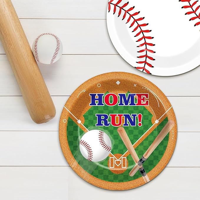 CHUNNIN 50 Pcs Baseball Party Paper Plates for Baseball Birthday Party Decoration 7 In Sport Themed Birthday Parties Plates Ball Themed Disposable Dessert Plate for Sport Theme Parties Supplies