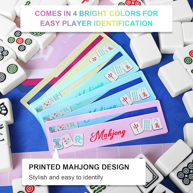 Mahjong Line Finder, 4 Pack Bright Mahjong Rules Helper Reader Beginner-Friendly Accessories - Mixed
