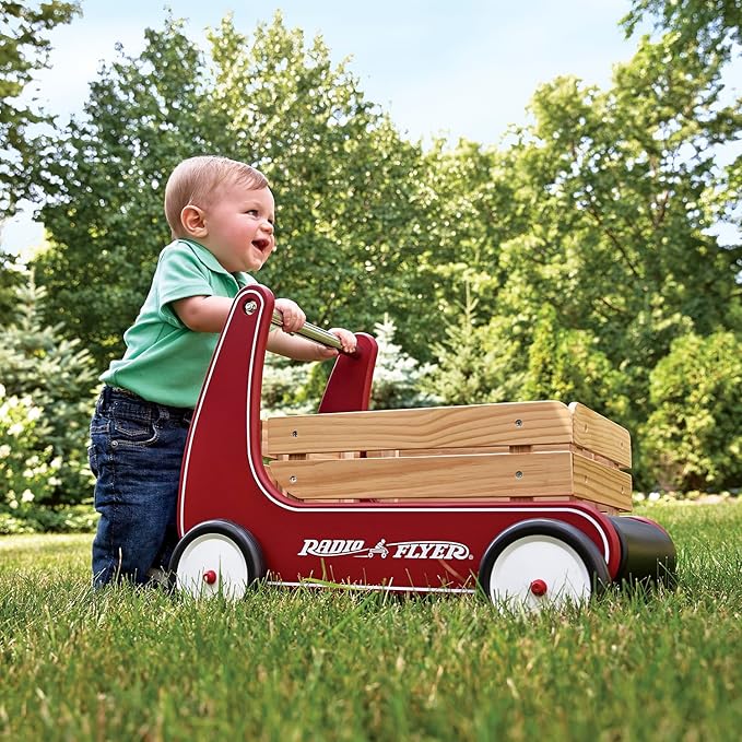 Radio Flyer Classic Walker Wagon, Red, for Kids 1-4 Years Old, Resistance Clickers to Control Speed, Baby Push Walker with Furniture Bumper, for Indoor Play
