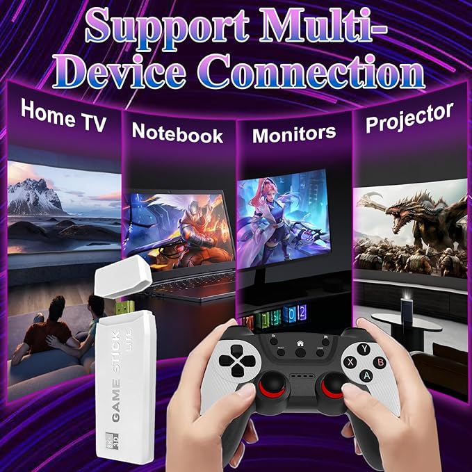 M22 Retro Gaming Console - with 30000+ Classic Games,Retro Game Stick with 8K HDMI,Plug and Play TV Game Console with Upgrade Dual Wireless Controllers Gift for Teen or Partner (White)