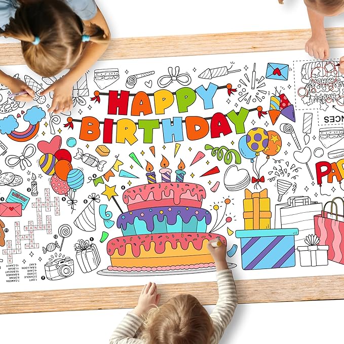 Gatherfun Giant Coloring Poster for Classroom Wall - Versatile 31.5 x 72 Inches Birthday Activity Poster/Table Cover, School Parties, Birthday Party and Special Events Decoration
