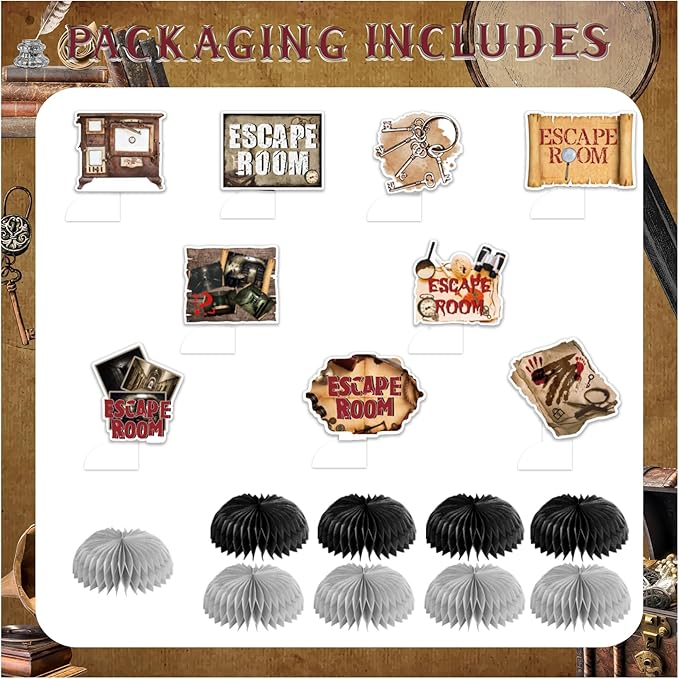 9 PCS Escape Room Honeycomb Centerpieces Table Decorations Escape Room Table Centerpieces for Escape Room Party Supplies Birthday Party Decorations