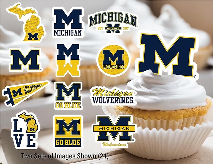 Michigan Party Supplies for Football, Birthday Gift, U of M Graduation Party Banner and Cake Toppers (42 Pieces) (Michigan Wolverines)