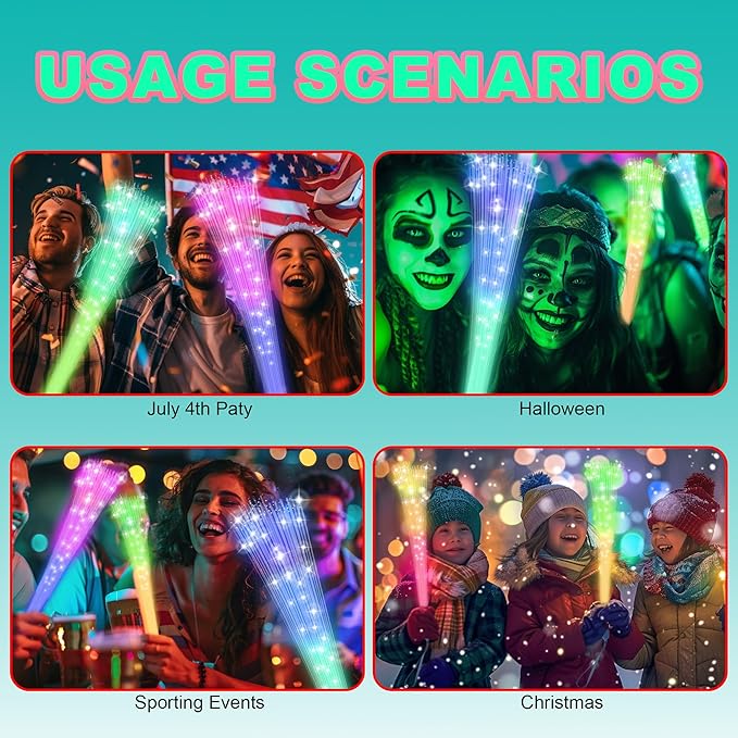 100 PCS Fiber Optic Wand,Glow Fiber Optic Wands,Glow in The Dark Party,Glow Wands led Light up Party Favors for Wedding,neon Party,New Year Party Favors,Halloween,Christmas,Bar DJ