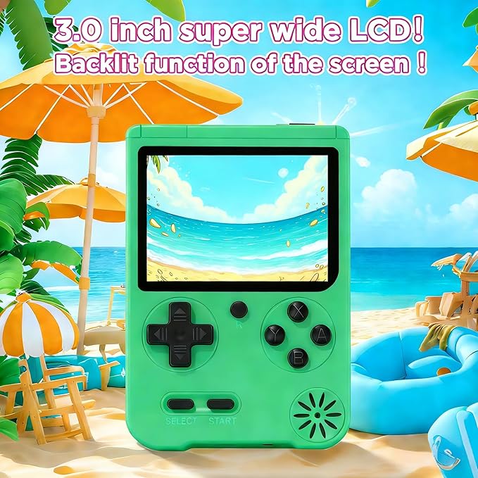 Handheld Games Console, Built-in 500 Video Games, Portable Video Gaming Player with 3.0 Inch lPS Screen，Rechargeable Retro Electronic Gaming System, Pocket Mini Arcade