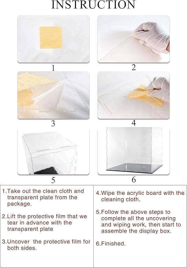 Clear Acrylic Display Case-Assemble Countertop Box for Display-Clear Display Box,Dustproof Protection Showcase for Toy Collectibles (12x8x8inch)