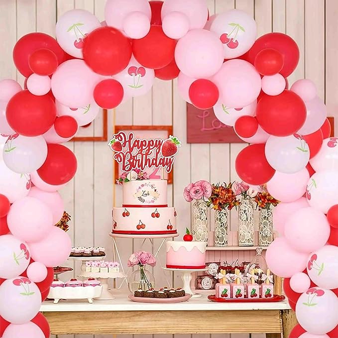 Real Strawberry Happy Birthday Cake Topper – Fresh Fruit Theme Cake Decoration for Birthday Celebration, Strawberry Inspired Dessert Topper for Party Cakes, Table Display Styling, Photo Setup.