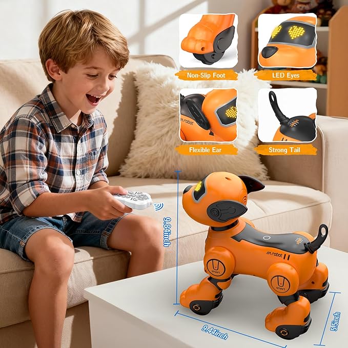 Robot Dog for Kids, Smart Remote Control Robots Dancing Toy for Boys and Girls Birthday Gifts for Children (Yellow)