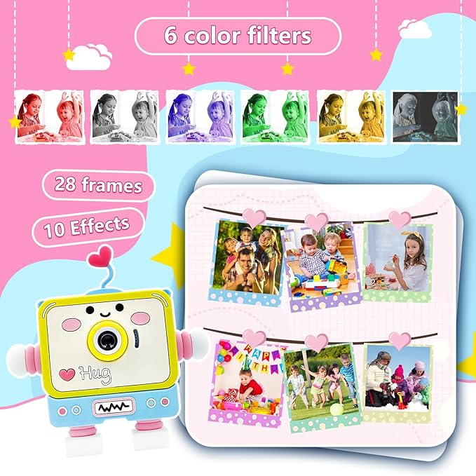 Kids Camera for 3-12 Year Old Children, 2 Inch Screen Kids Camera Toy 1080P Video Camcorder with Cartoon Robot Soft Silicone Cover Ideal Gift for Kids, 32G FT Card Included