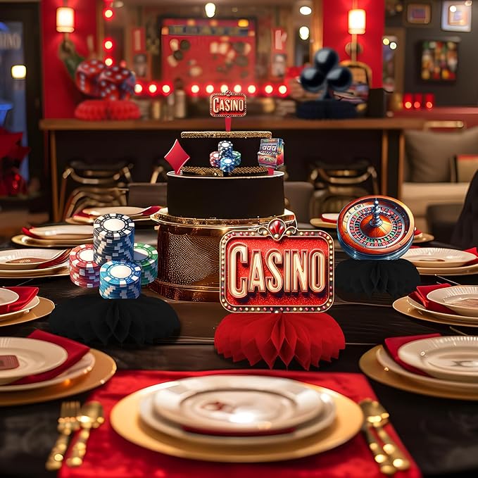 12 Pack Casino Table Decorations - Casino Party Decorations for Adults' Birthday and Themed Events - Casino Table Toppers
