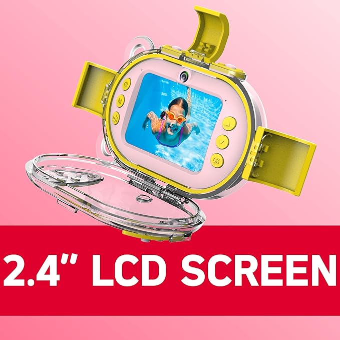 AGFA Photo Realikids Cam Waterproof - Kids Camera, Dual Lens, Selfie Mode, 2.4 inch LCD Screen, Photo Filters, 10m Waterproof Case, Lithium Battery