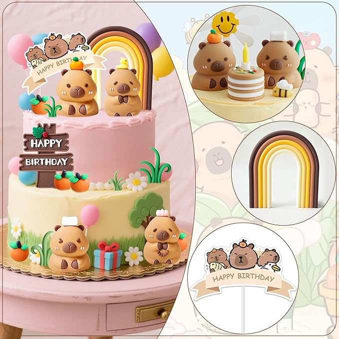 Capybara Cake Toppers Mini Blowfish Party Supplies for Capybara Birthday Party Supplies Shower Favors