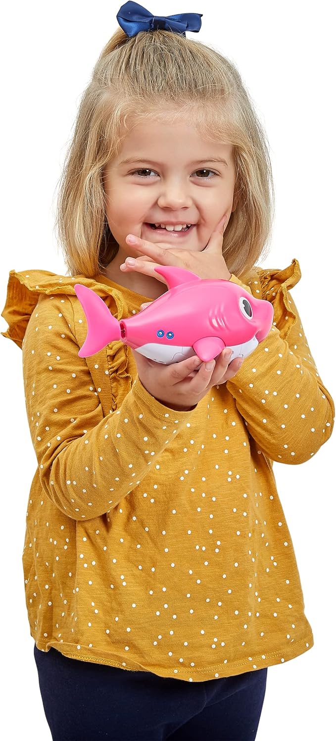 Robo Alive Junior Baby Shark New Silicon Fins Version Singing and Swimming Mommy Shark (Pink) by ZURU