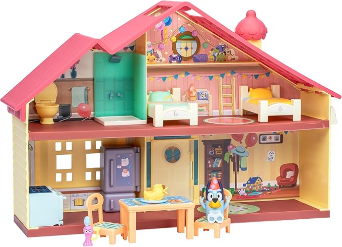 Bluey Celebration Home Playset, Portable Birthday Party Toy House with 11 Removable Accessories and 2.5” Figure, House Toys for Kids of Ages 3+
