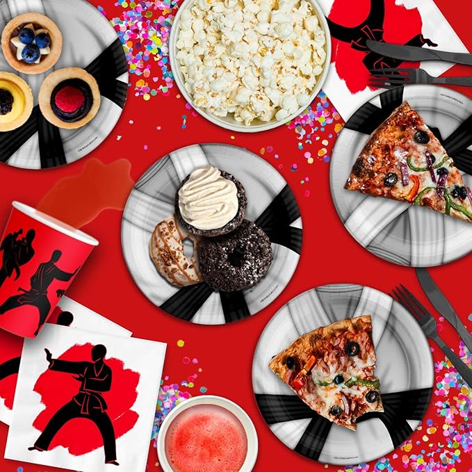 Karate Birthday Party Supplies Set Plates Napkins Cups Tableware Kit for 16