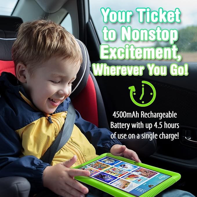 Contixo K102 10" Android Tablet and KW1 Kids Smartwatch - 32GB, Includes 80+ Disney Storybooks, Educational Watch with Games, Camera, Music Player, Alarm, Customizable Wallpaper, Green