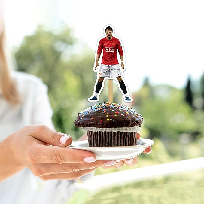Soccer Football Cupcake Topper – Sports Theme Cupcake Topper for Birthday Celebrations and Match Day Parties, Football Inspired Decorative Cake Topper for Dessert Tables, Team Events.