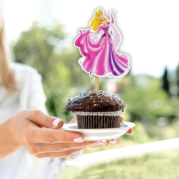 "Sleepin Beauty Cupcake Topper – Princess Fairy Tale Theme Birthday Decorations for Girls – Cute Party Cupcake Picks for Birthday Celebration, Princess Party Supplies & Cake Table Décor"