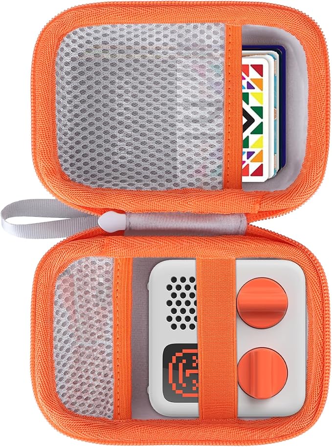 Storage Case Compatible with Yoto Mini Kids Audio Player Travel Device Plays Stories Music Podcast Radio Speaker (White + Orange Zipper)