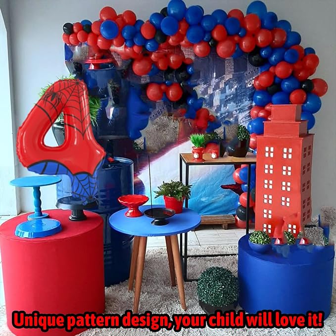40 Inch Giant Spider Theme Number Foil Balloons - Large Number 4 Balloons for Kids' Birthday Anniversary Party Decorations Supplies (Numbers 0-9 Available)