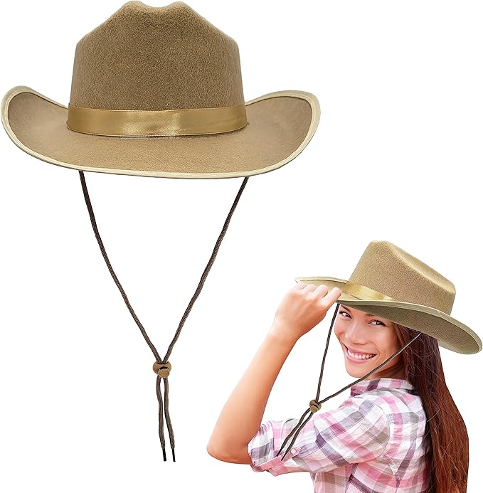 The Dreidel Company Cowboy Felt Western Hat, 22" Circumference Dress Up Costume Clothes for Kids, Pretend Play, Party Favors
