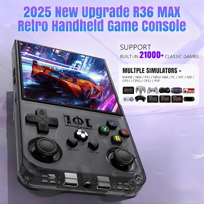 MYCHA R36MAX Retro Handheld Game Console Christmas Set with Gift Card & Bag,4 inch HD IPS Screen 128GB 21000+Classic Games,Portable Gift for Gamer (Green Set)