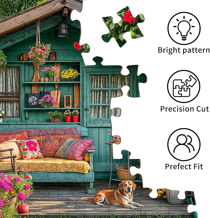 1000 Piece Puzzle for Adults, Flower House Jigsaw Puzzle, Family Puzzles Game, Interlock Perfectly No Dust, Home Decoration Puzzle, Gifts for Easter Parents Mother’s Day
