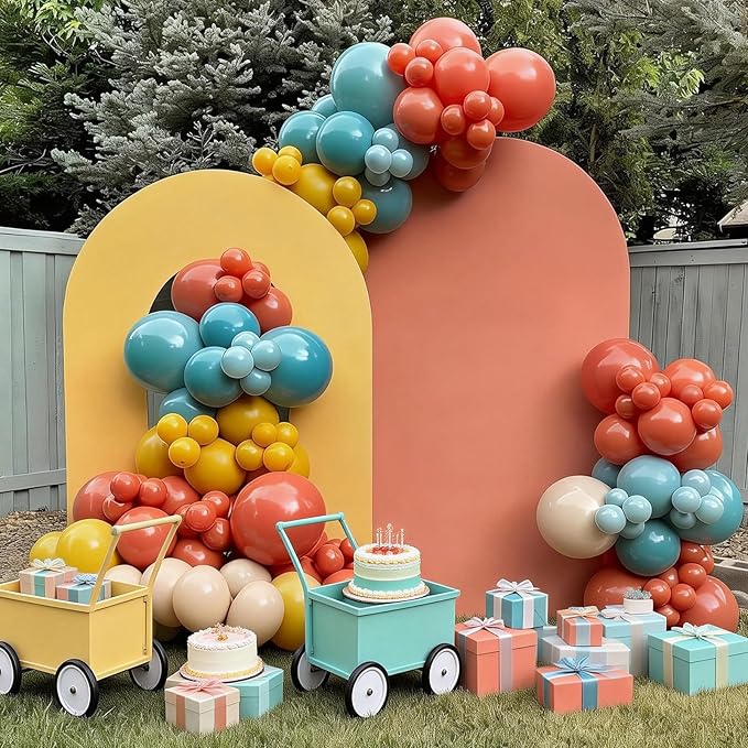 FunHot Colorful Balloons, 50 Pcs Boho Balloons, 12 Inch Retro Orange Green Yellow Apricot Latex Balloon, Rainbow Helium Balloon for Birthday Wedding Baby Shower Son Boho Summer Party Decorations