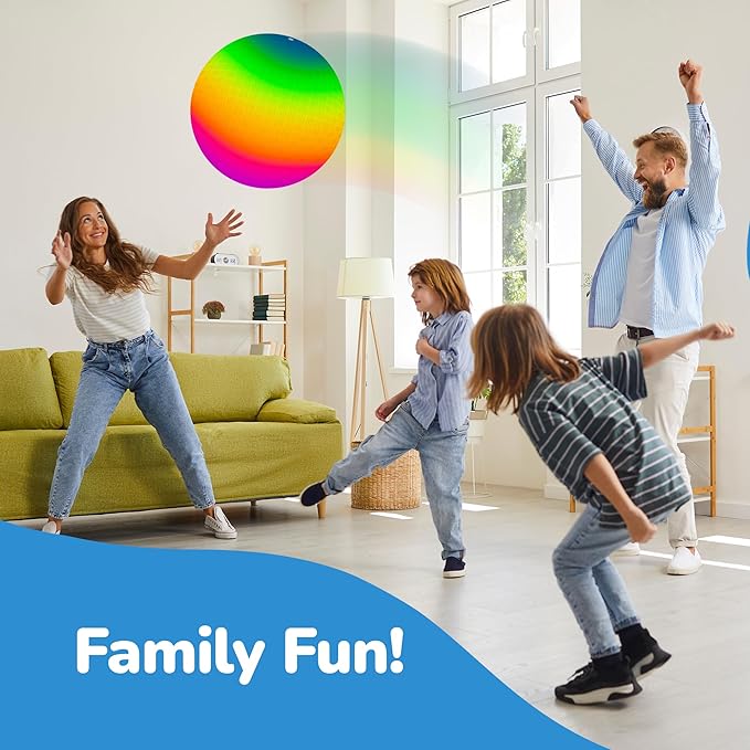 ArtCreativity Rainbow Playground Ball for Kids with Hand Pump, Bouncy 18 Inch Rubber Kick Ball for Backyard, Park & Beach Outdoor Fun, Beautiful Rainbow Colors, Durable Outdoor Toys for Boys & Girls