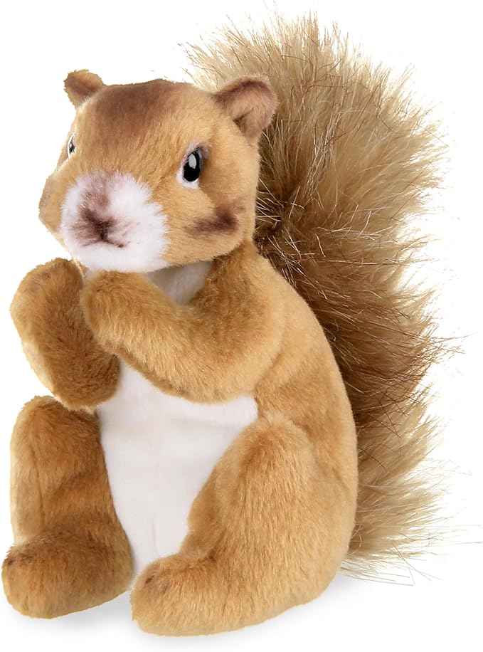 Bearington Cooper Stuffed Squirrel Plush - 7" Realistic Stuffed Animals with Soft Fur, Bushy Tail and Weighted Inner Bean Bag - Adorable Woodland Animal Toy Gift for Kids and Toddlers