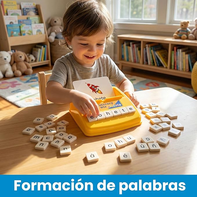 BOHS Spanish Literacy Wiz Spelling Game - Espanol Lower Case 60 Flash Cards - Preschool Language Learning Educational Toys