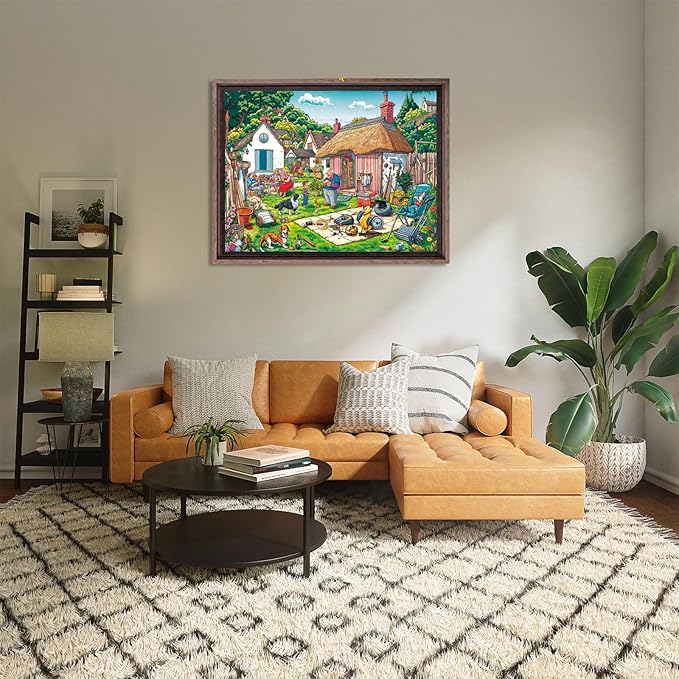 Jigsaw Puzzles for Adults 1000 Pieces, Interlock Perfectly Letter on Back No Dust, Home Decor Birthday Party Gift Toy for Men Women Elders Seniors, 1:1 Poster-Warm Courtyard