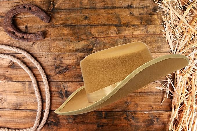 The Dreidel Company Cowboy Felt Western Hat, 22" Circumference Dress Up Costume Clothes for Kids, Pretend Play, Party Favors