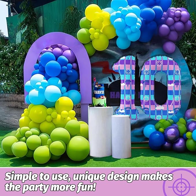 40 Inch Video Game Theme Number 10 Balloons Large Birthday Party Number Balloons Piñata Gaming for Kids Battle Boys Birthday Party Decoration Supplies