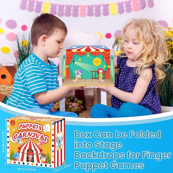 Oriate Fairy Tale Finger Puppets Toddler Toys, Story Time Puppets with Pretend Play Stage, Toddler Bath Toys with Storage Bag, Bathtub Party Favors Easter Egg Basket Stuffers 12m 10Pcs