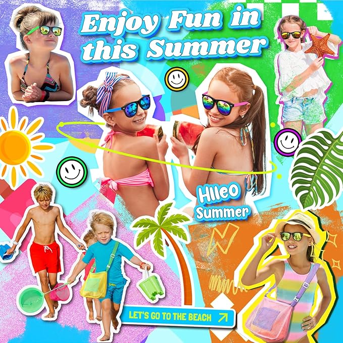 GINMIC Kids Sunglasses Bulk, Neon Sunglasses Party Favors with UV400 Protection, Boys and Girls, Party Favor For Kids, Birthday Graduation Party Supplies, Beach, Pool Party Favors