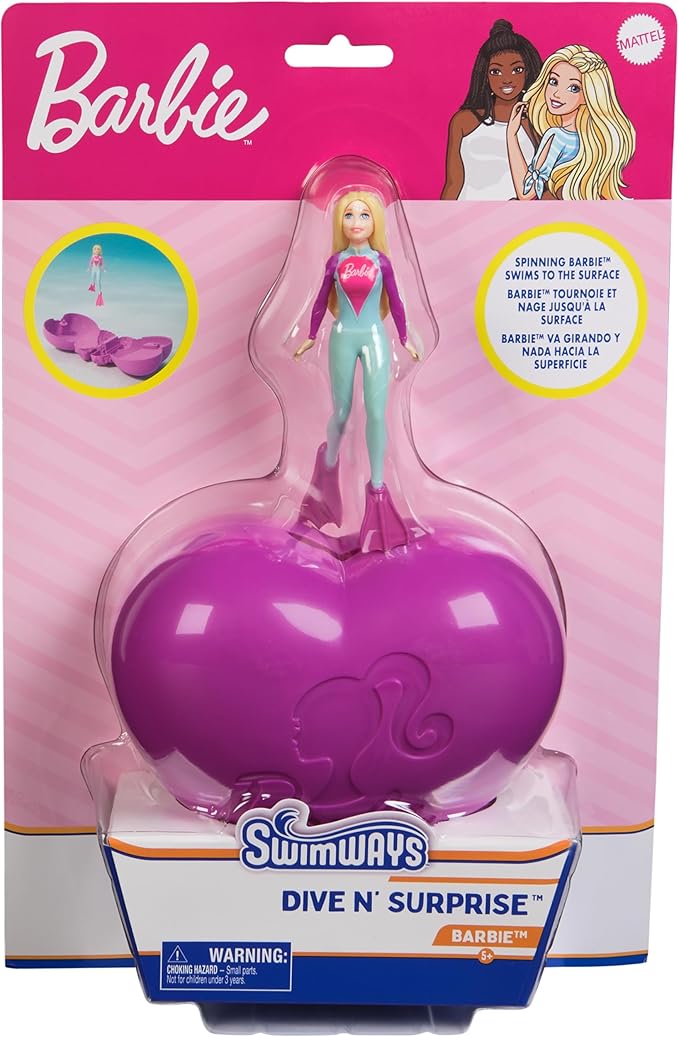 SwimWays Barbie Dive N’ Surprise, Swimming Pool Accessories & Kids Pool Toys, Pool Party Supplies, Barbie Toys for Kids Ages 5 & Up