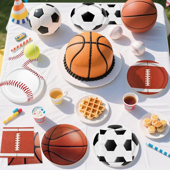 Gatherfun Sports Themed Birthday Party Kit for 40 - Includes Sports Themed Plates and Napkins for Boys Sports Theme Party Decorations Supplies