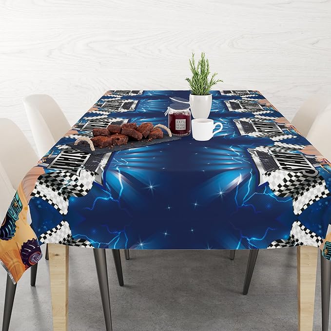 2 Pack Monster Truck Tablecloth for Kids Party 108" x 54", Machine Truck Boys Birthday Table Decor, Rectangle Waterproof Plastic Table Cover for Home, Classroom Party Supplies