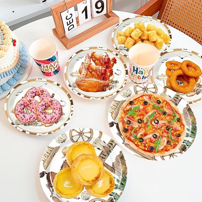 180PCS Cowboy Party Supplies Serve 60, Western Party Paper Plates and Napkins Kit for Wild West Cowboy Rodeo Birthday Baby Shower Decorations, Includes Dinner Plates, Dessert Plates, Napkins