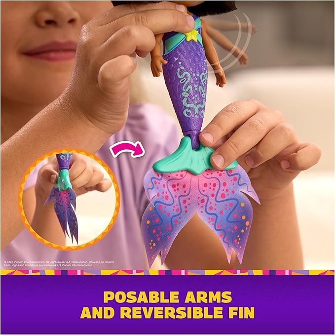Dora, Mer-Mazing Adventure Dora, Color Changing Mermaid Doll with 2 Accessories, Kids Toys for Girls & Boys Ages 3 and Up